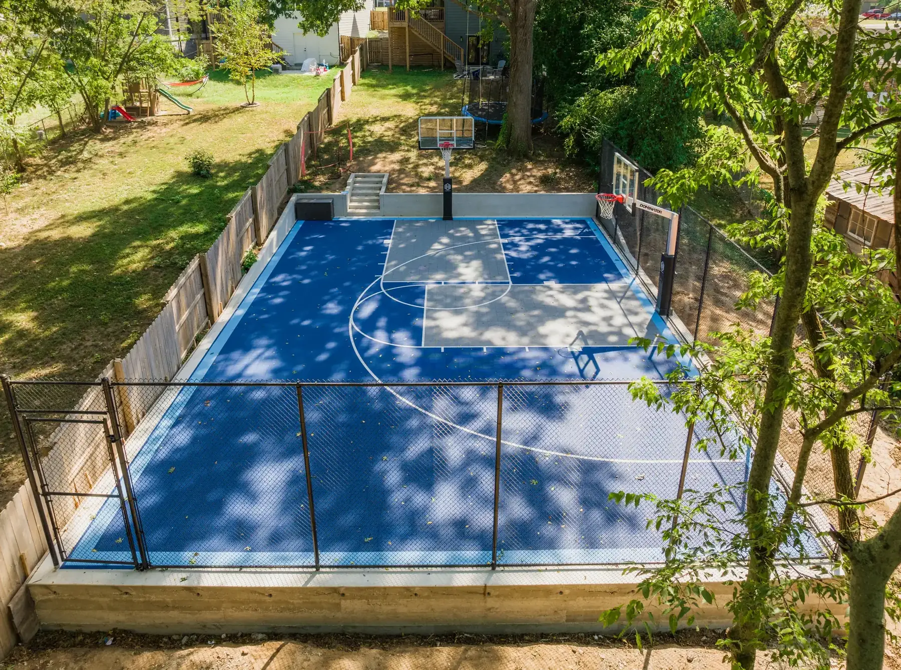Backyard court surface and striping