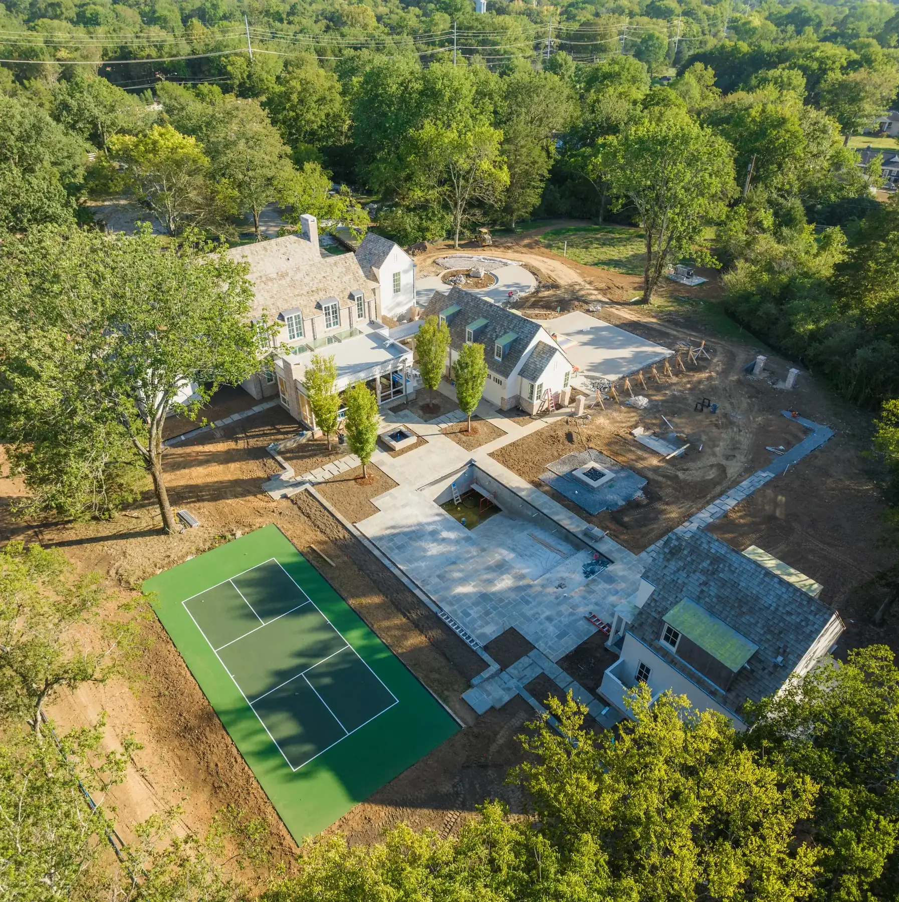 Completed court with fencing
