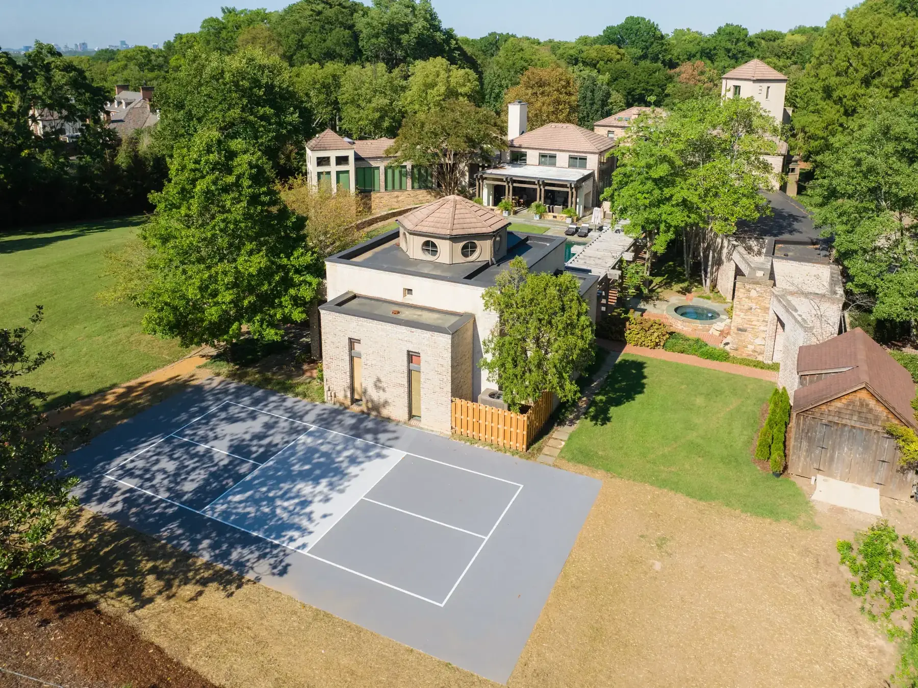 Court surface color and striping
